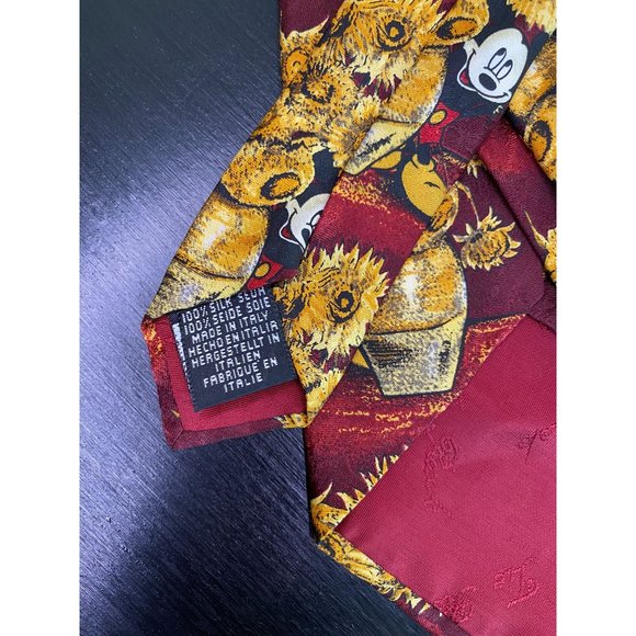 MICKEY MOUSE TIE - Tie Rack London - NWT - Sunflowers - 100% Silk - 59" x 3 1/2" - Picture 5 of 6